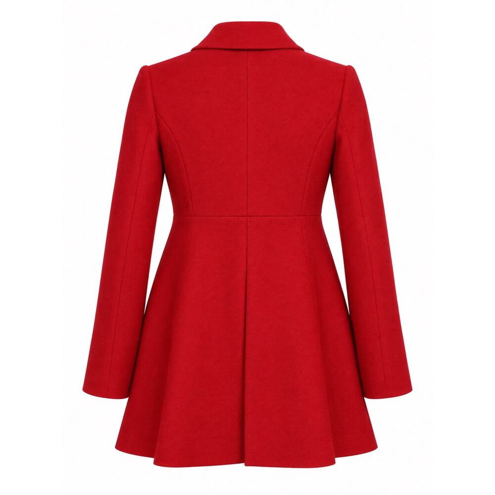 Alaïa Paris Vintage 1990s Red Wool Fit & Flare Coat France 38 FR 6 US3 - Picture 2 of 12